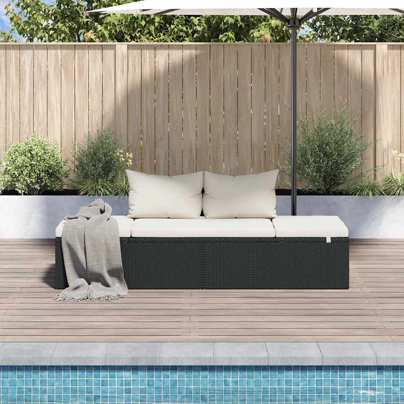 Garden Bed Black 195x60 cm Poly Rattan