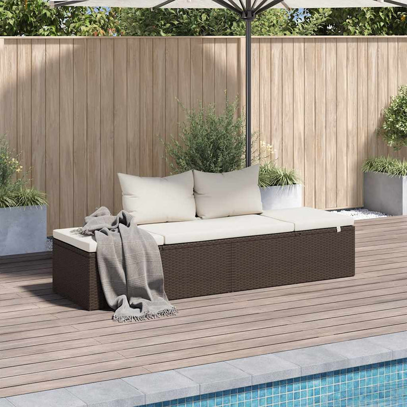 Garden Bed Brown 195x60 cm Poly Rattan