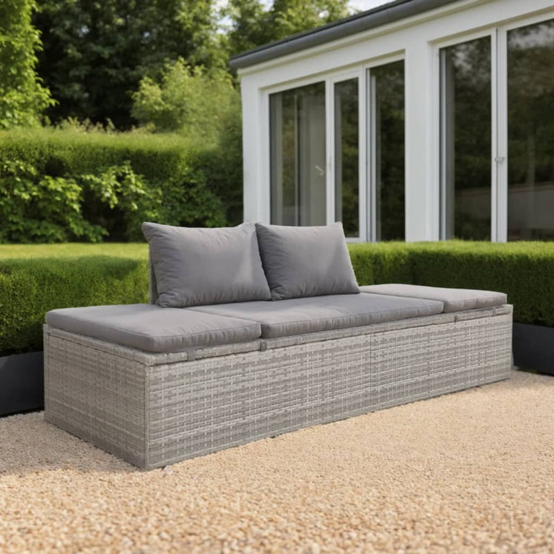 Garden Bed Grey 195x60 cm Poly Rattan