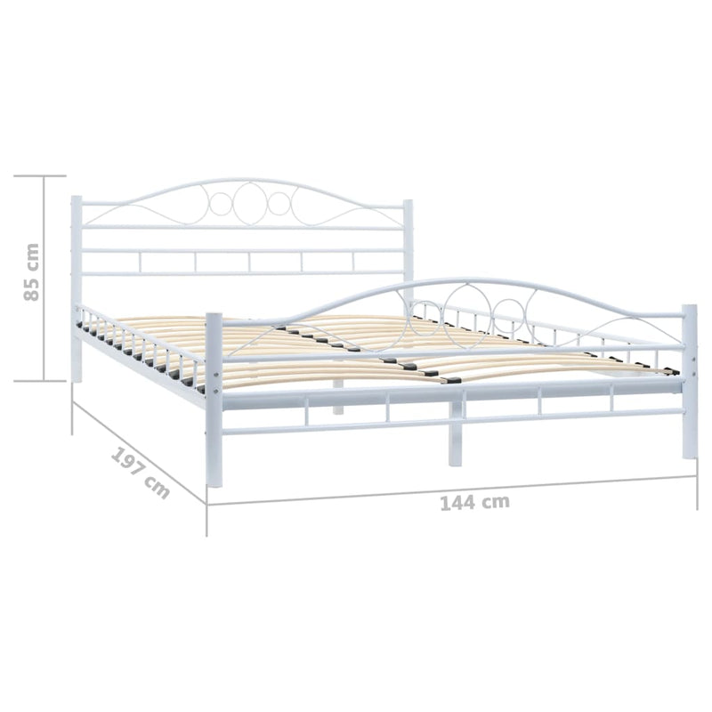 Bed Frame White Metal 137x187 cm