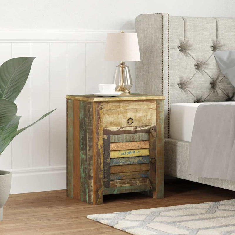 End Table with 1 Drawer 1 Door Reclaimed Wood