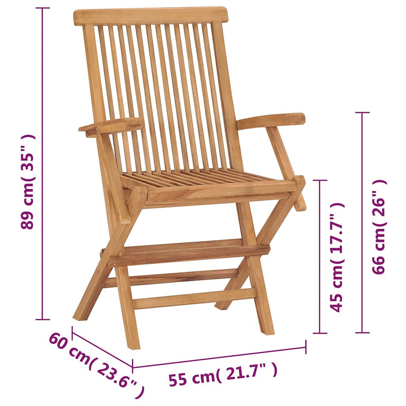 Folding Garden Chairs 2 pcs Solid Teak Wood