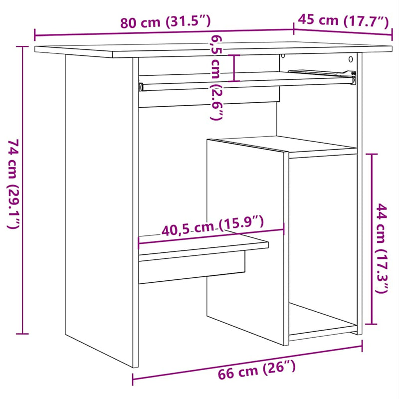 Desk Black 80x45x74 cm Chipboard