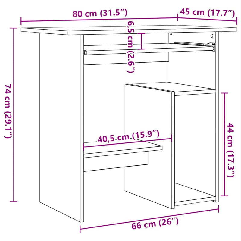 Desk High Gloss White 80x45x74 cm Chipboard