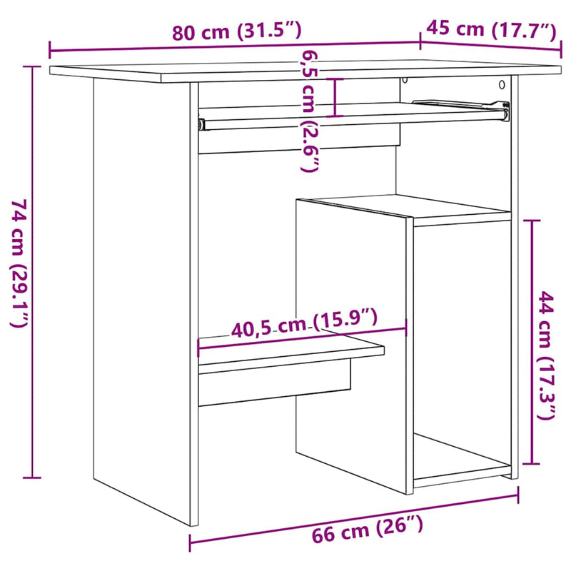 Desk High Gloss Black 80x45x74 cm Chipboard