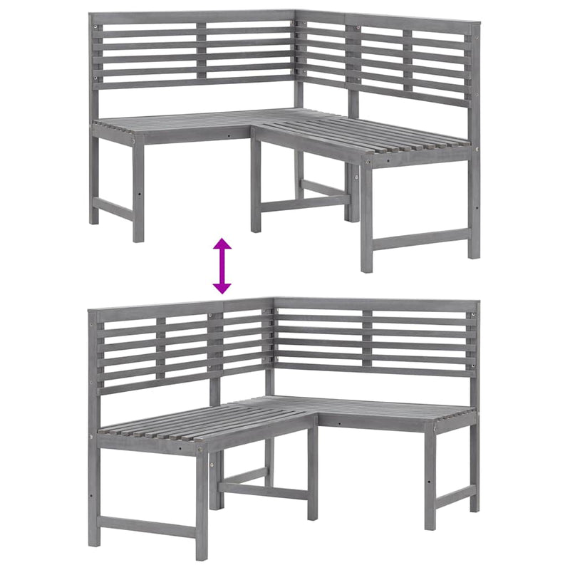 Garden Corner Bench Grey 140 cm Solid Acacia Wood