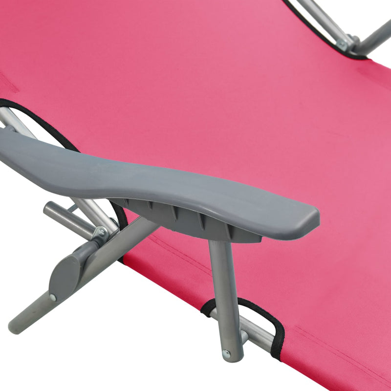 Sun Lounger with Canopy Steel Pink