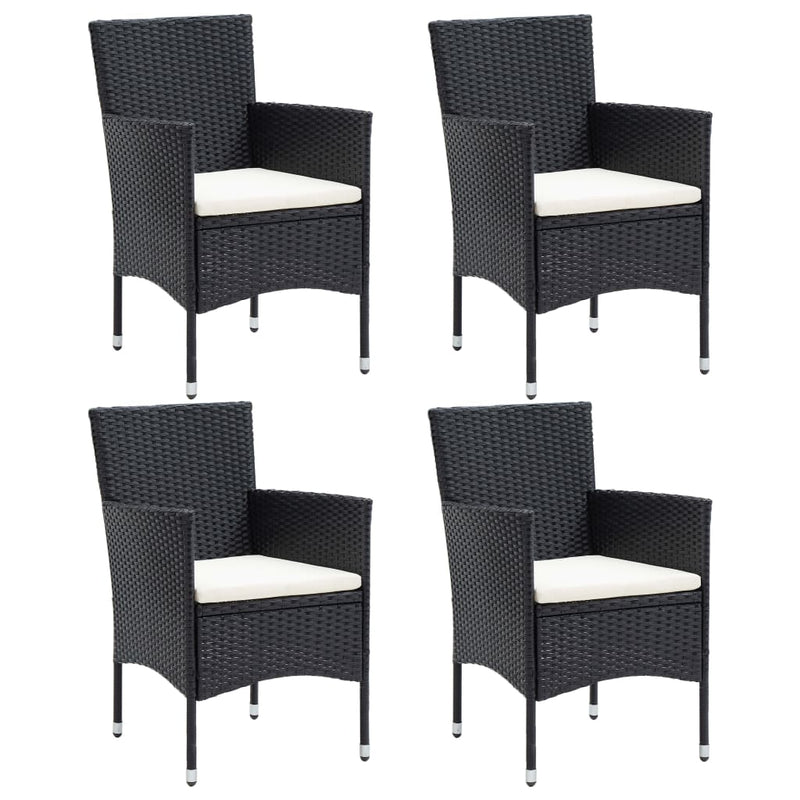 5 Piece Garden Dining Set Black Poly Rattan and Glass