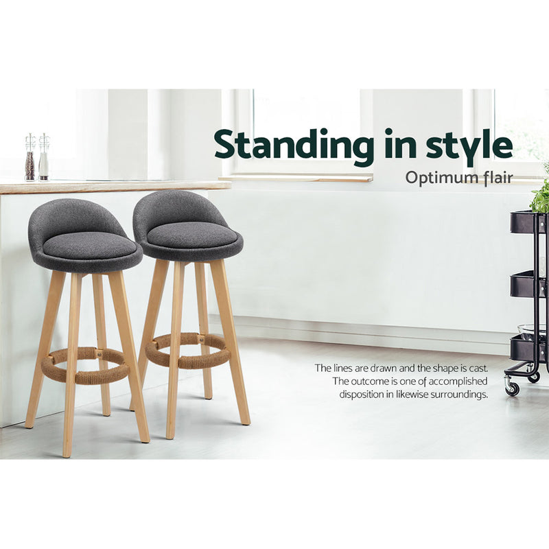 Sutton Fabric Barstools (Set of 2) - Grey