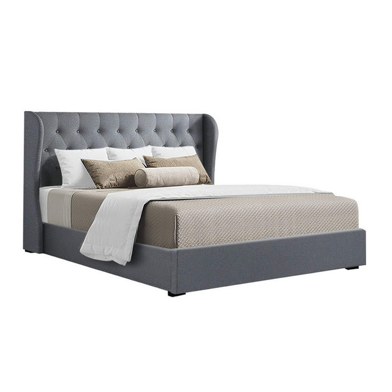 Carter Queen Fabric Gas Lift Bed - Grey