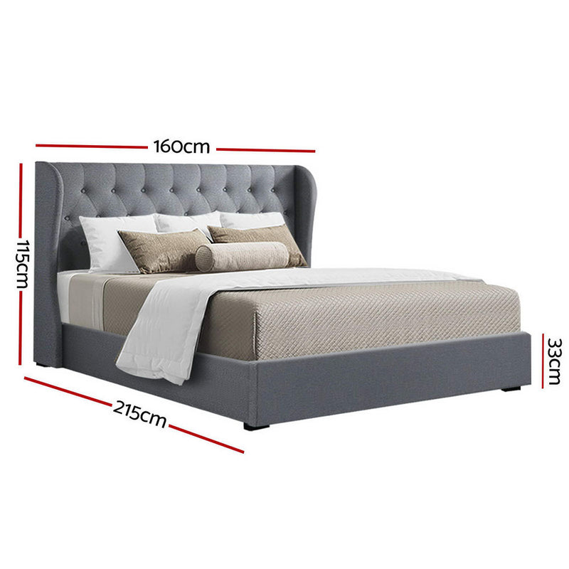 Carter Queen Fabric Gas Lift Bed - Grey