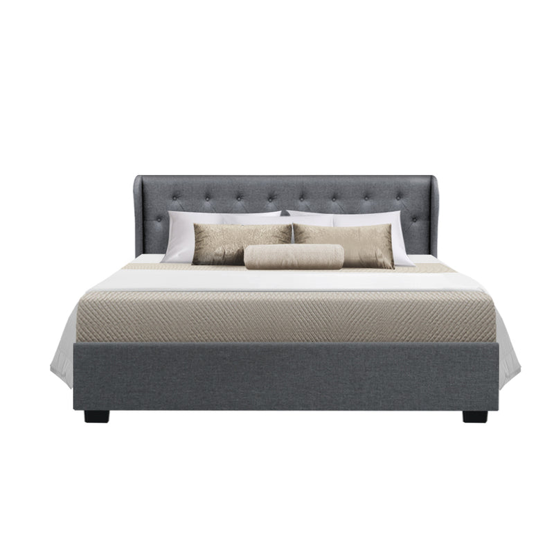 Carter Queen Fabric Gas Lift Bed - Grey