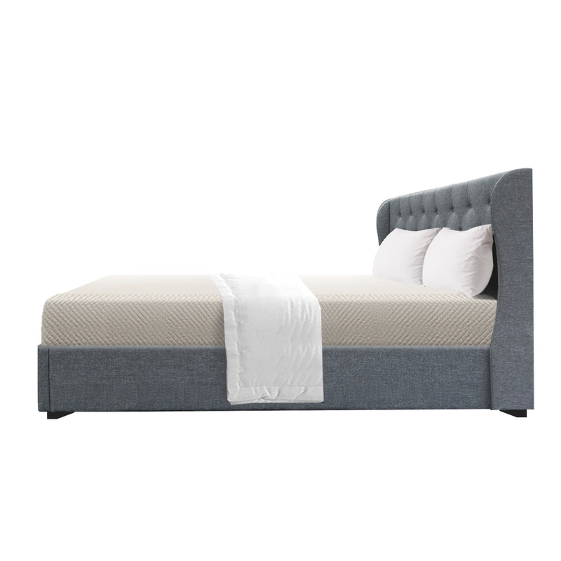 Carter Queen Fabric Gas Lift Bed - Grey