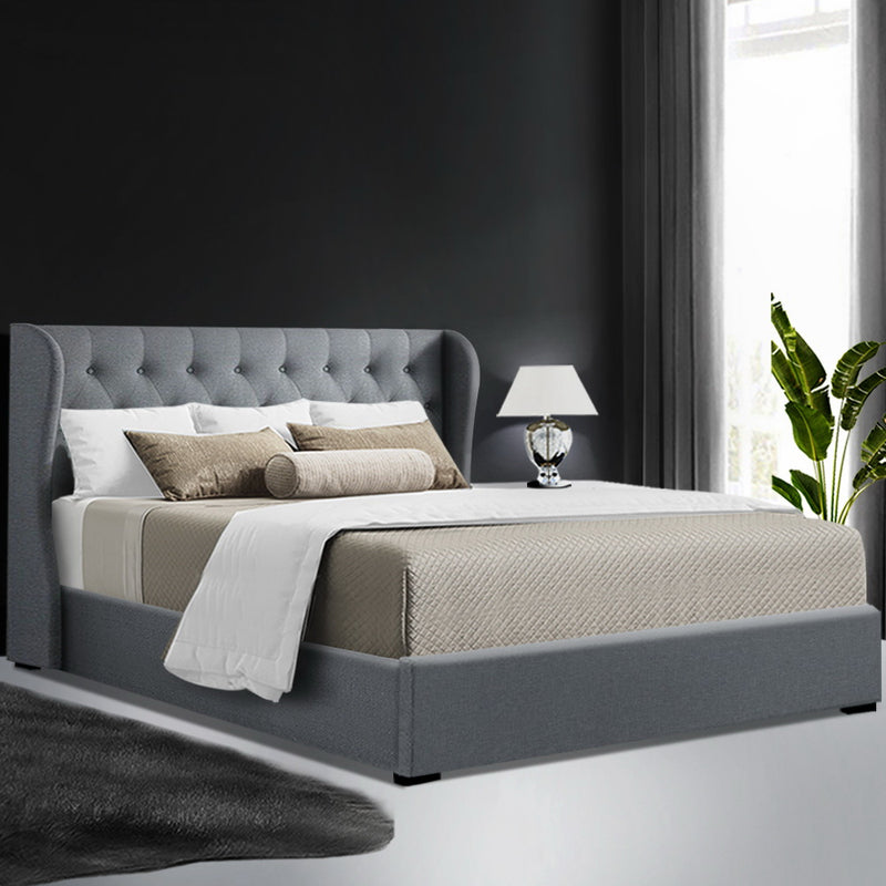 Carter Queen Fabric Gas Lift Bed - Grey