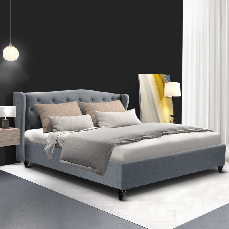 Pierre Queen Fabric Bed - Grey