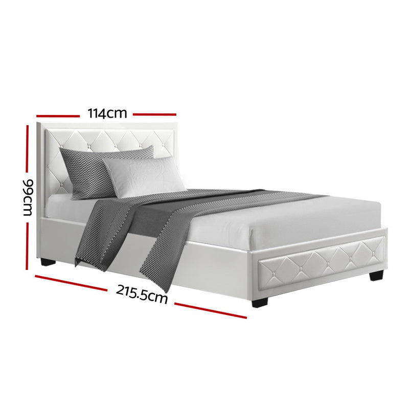 Elko King Single PU Gas Lift Bed - White