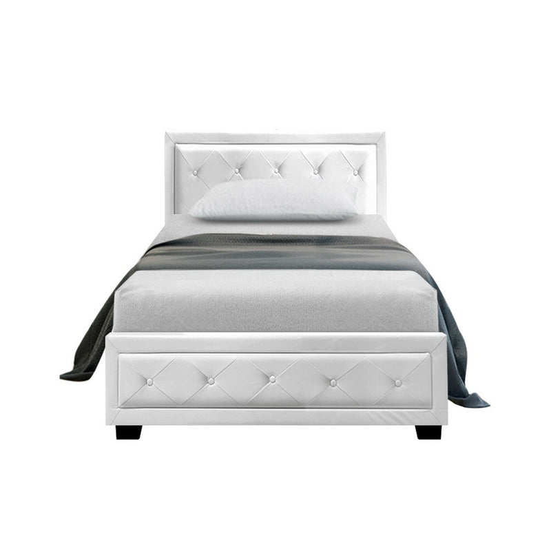 Elko King Single PU Gas Lift Bed - White