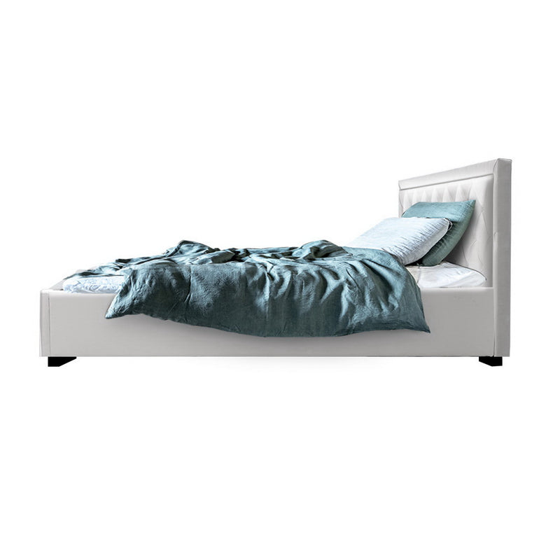 Elko King Single PU Gas Lift Bed - White