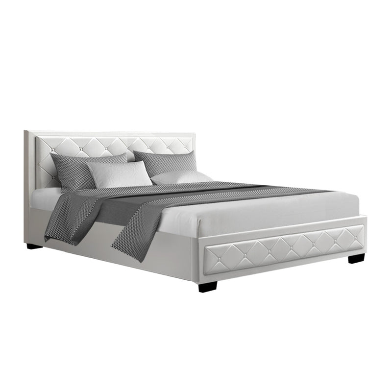 Elko Queen PU Gas Lift Bed - White