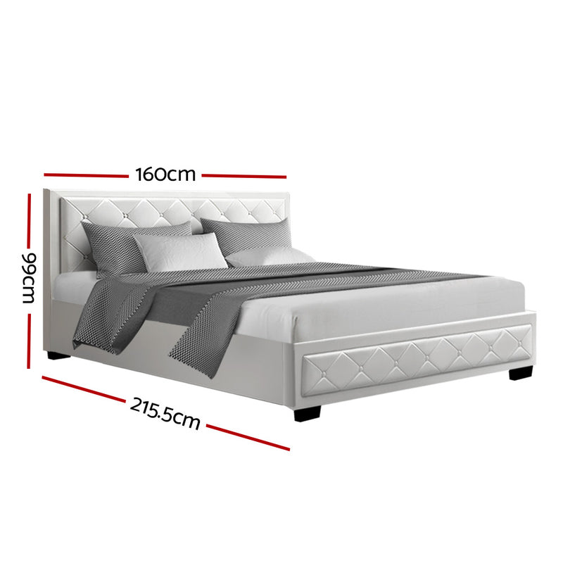 Elko Queen PU Gas Lift Bed - White