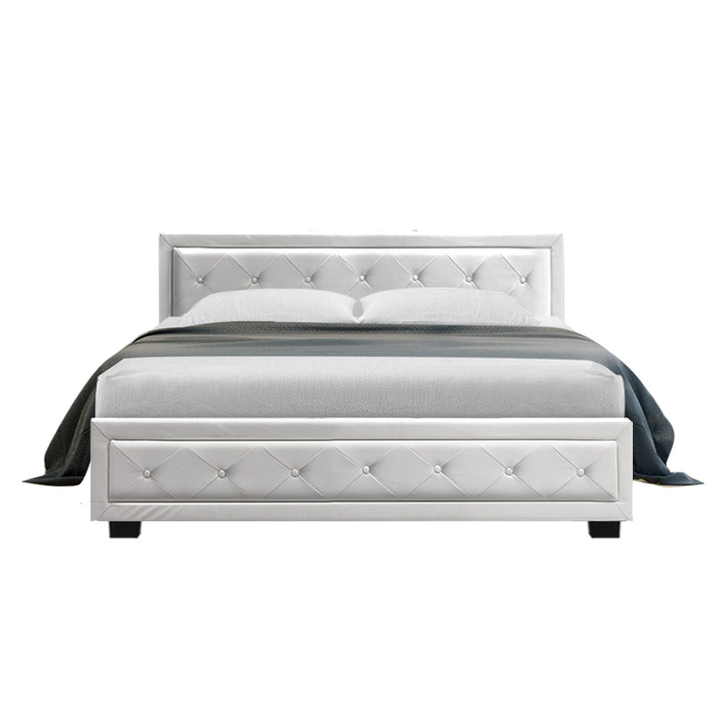 Elko Queen PU Gas Lift Bed - White