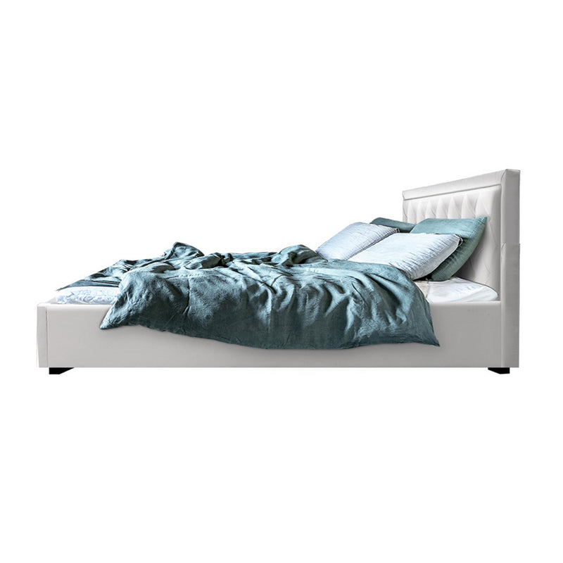 Elko Queen PU Gas Lift Bed - White