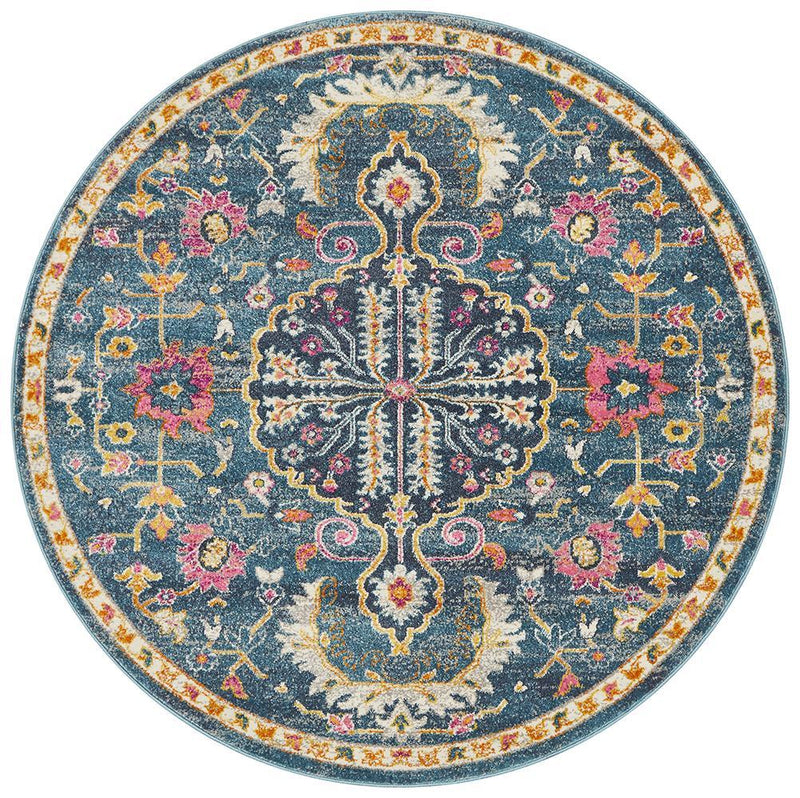 Akkadian Round Rug - Navy II.