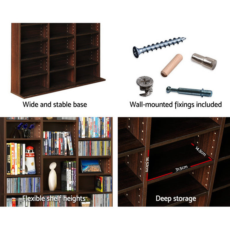 Adjustable Book Storage Shelf Rack Unit - Expresso