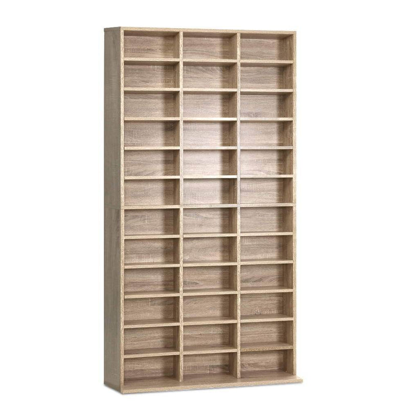 528 DVD 1116 CD Storage Shelf Media Rack Stand Cupboard Book Unit Oak.