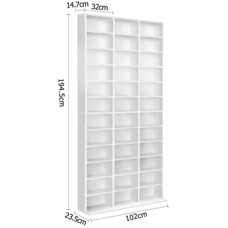 Adjustable Book Storage Shelf Rack Unit - White