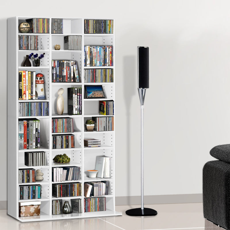 Adjustable Book Storage Shelf Rack Unit - White