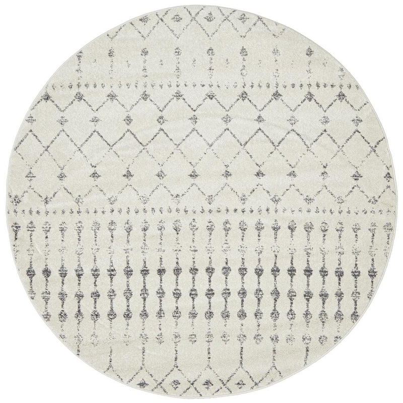 Monochrome Round Rug - Elsa.