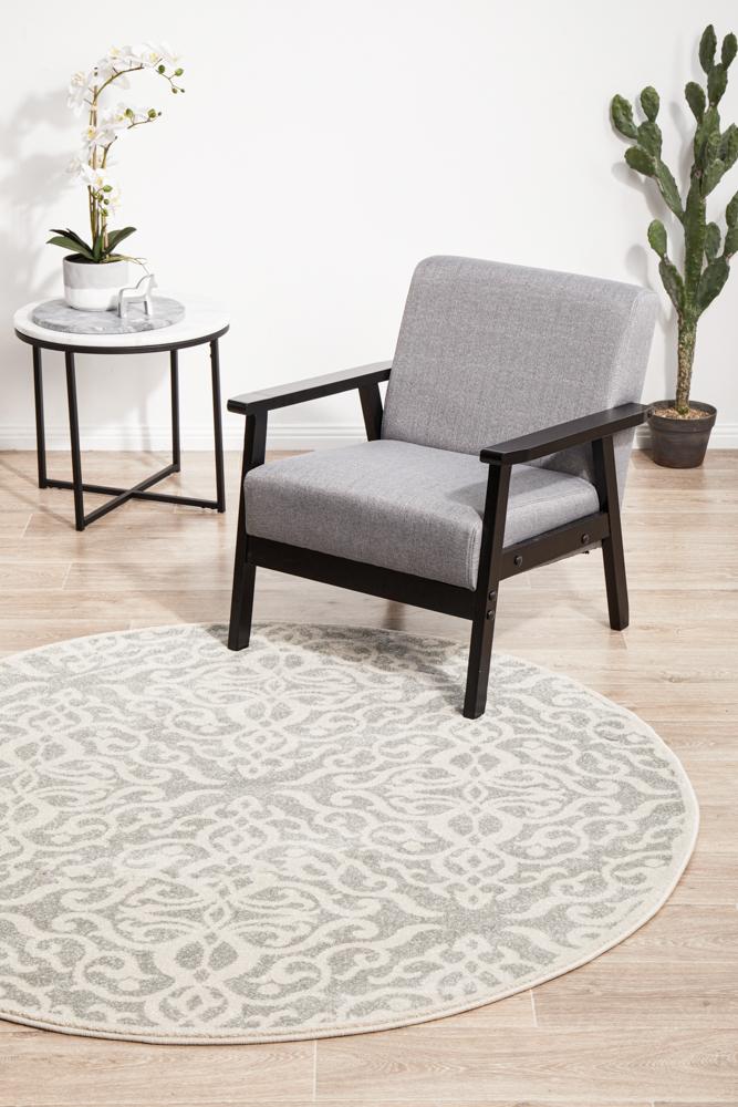 Monochrome Round Rug - Lydia.