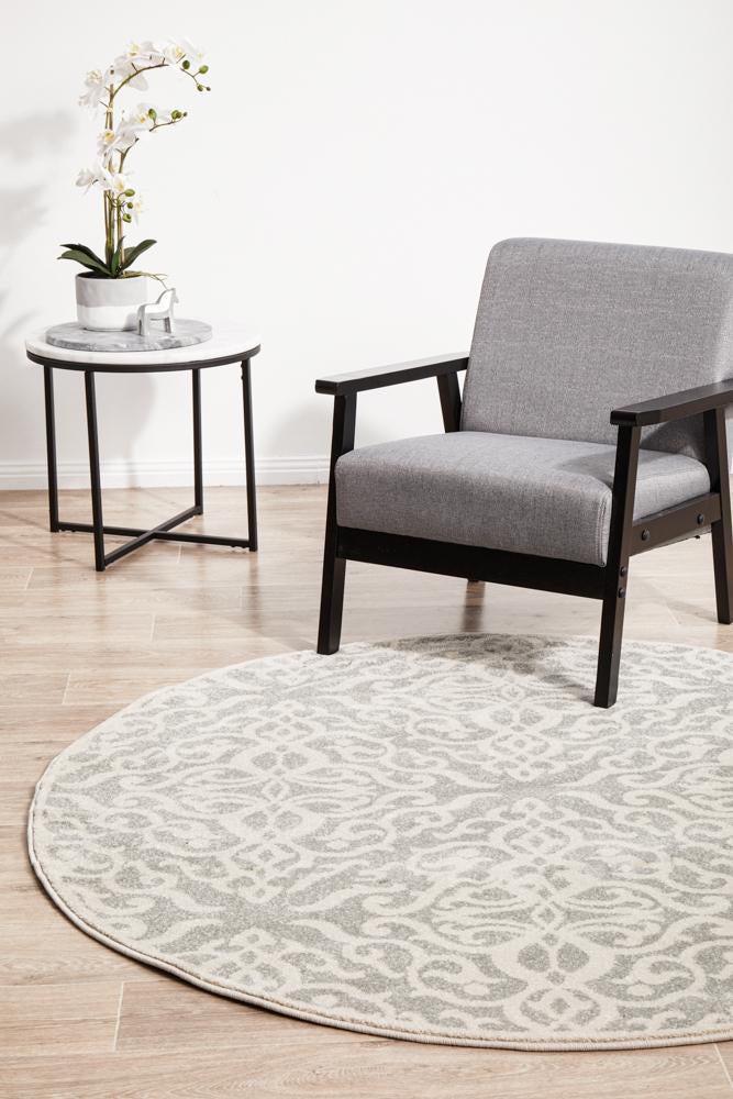 Monochrome Round Rug - Lydia.