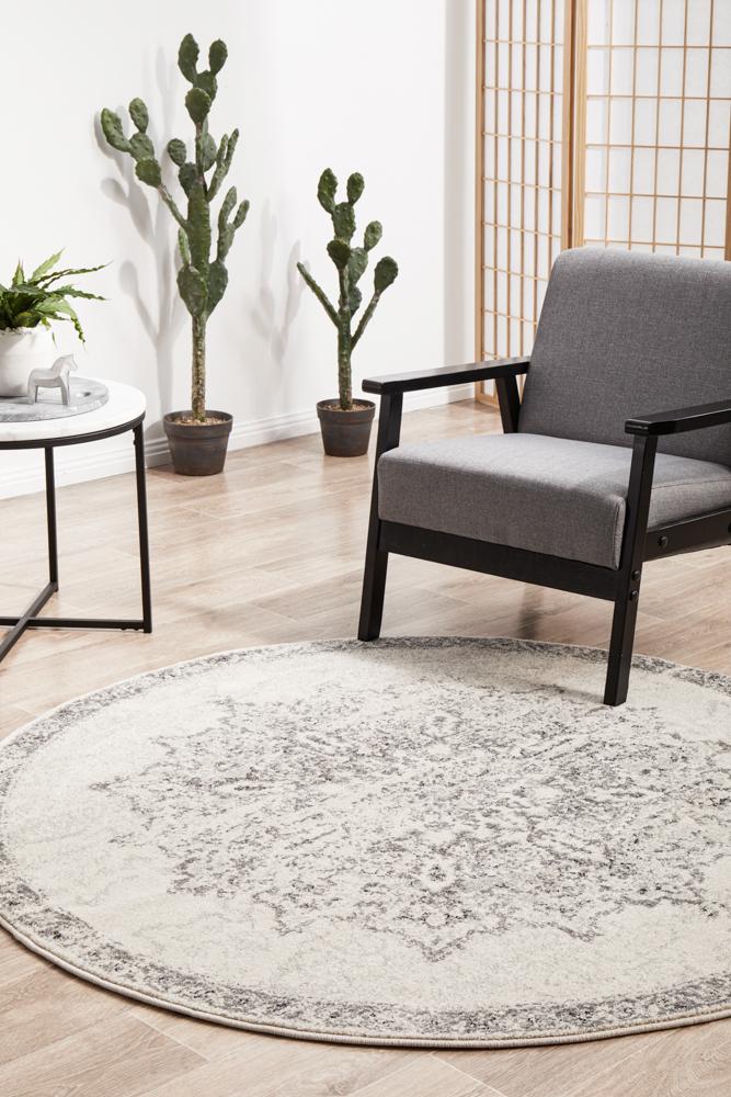 Monochrome Round Rug - Rita.