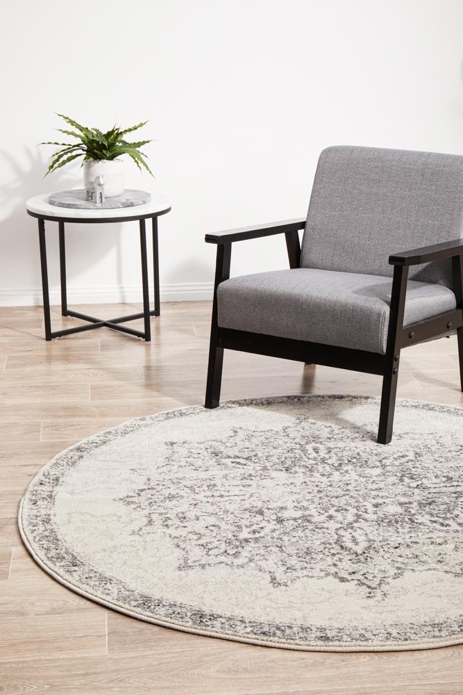 Monochrome Round Rug - Rita.