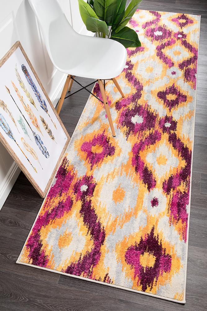 Elements Runner Rug - Aubergine Burst.