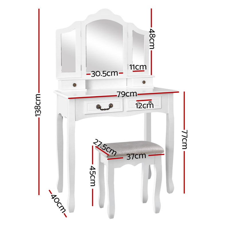 Haertgen Dressing Table Set - White