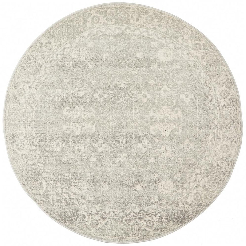 Waken Round Rug - Silver Shine.