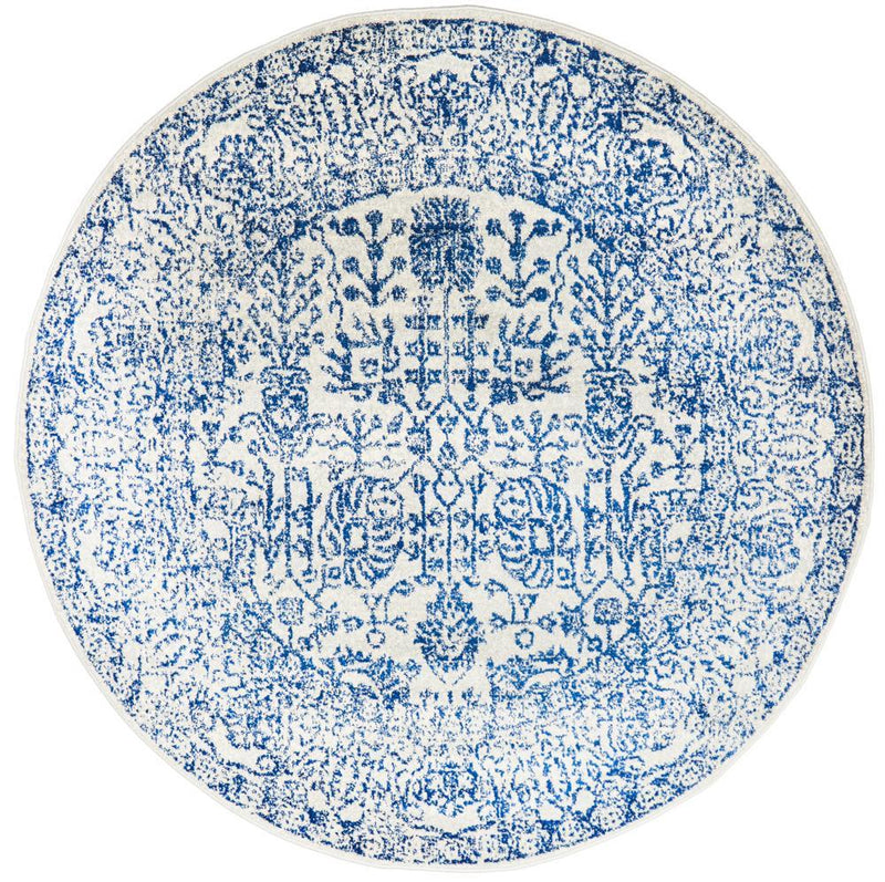 Waken Round Rug - Blue Frost.