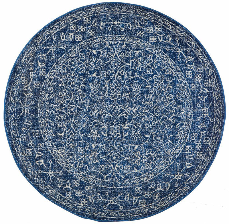 Waken Round Rug - Navy.