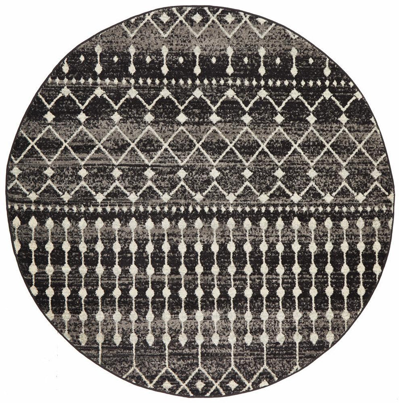 Waken Round Rug - Black.