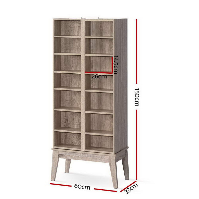 CD DVD Media Storage Display Shelf Folding Cabinet Bookshelf Bluray Rack Oak.