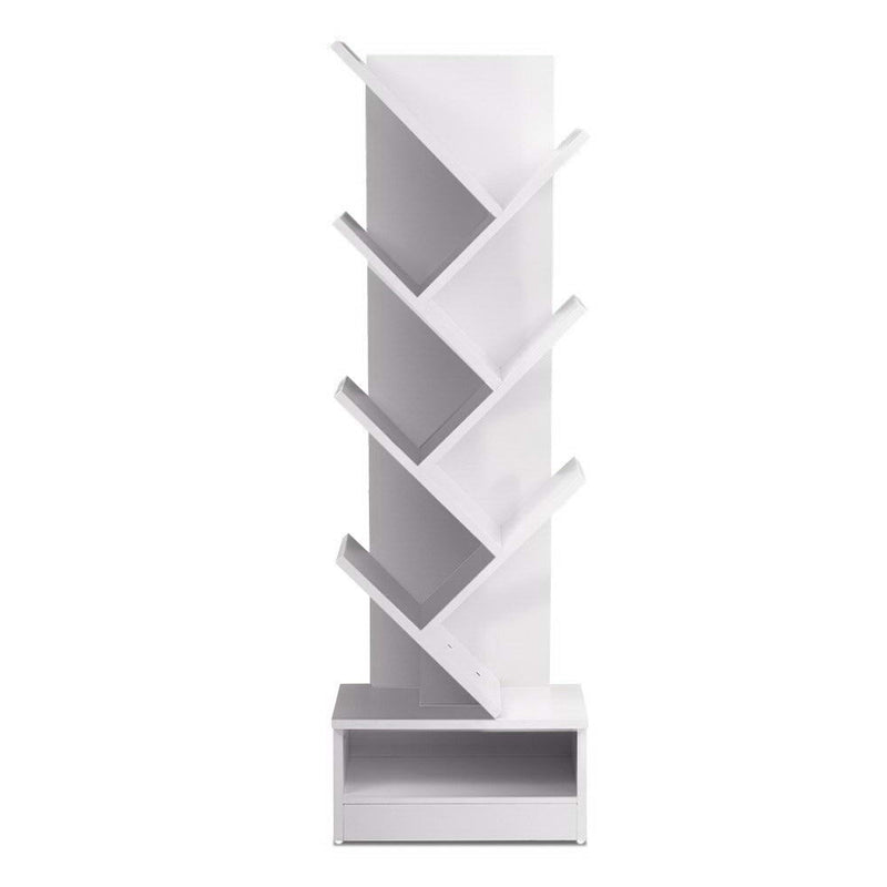 Display Shelf 7-Shelf Tree Bookshelf Book Storage Rack Bookcase White.