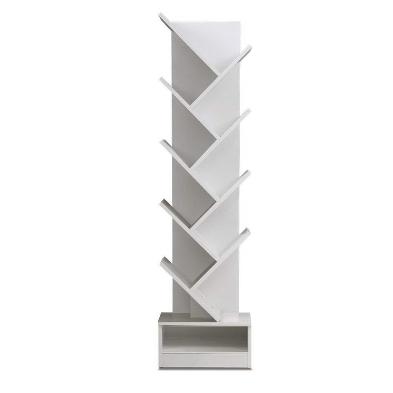 Display Shelf 9-Shelf Tree Bookshelf Book Storage Rack Bookcase White.