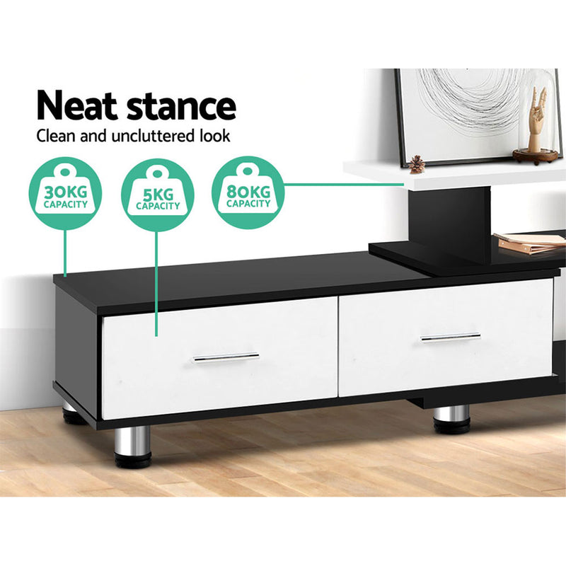 Franca 160-220cm Adjustable TV Unit - Black & White