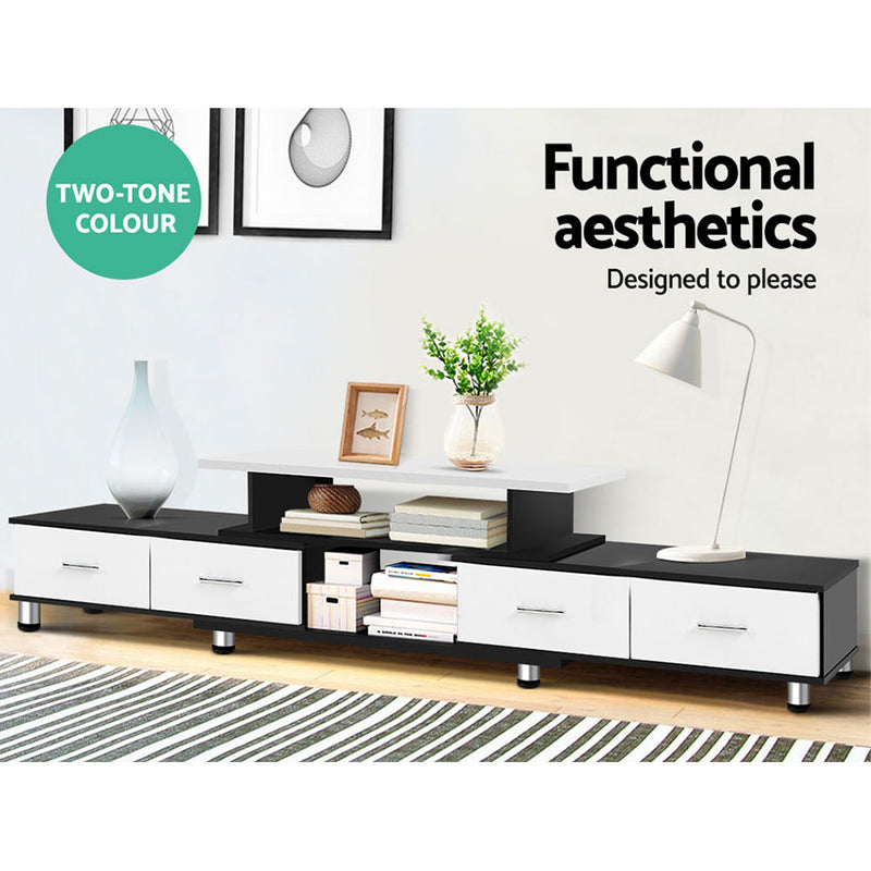 Franca 160-220cm Adjustable TV Unit - Black & White