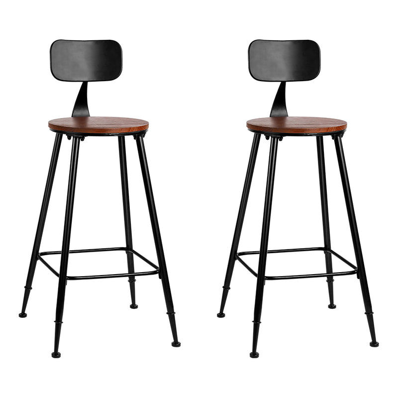 Pinewood Metal Barstools (Set of 2) - Black and Wood