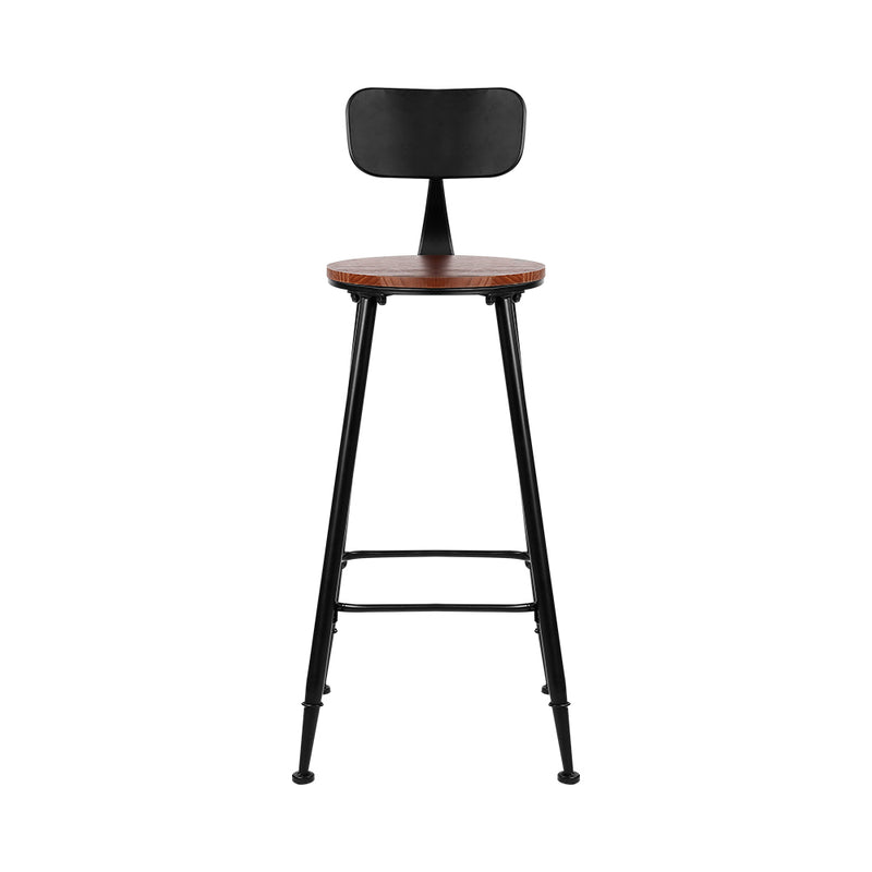 Pinewood Metal Barstools (Set of 2) - Black and Wood