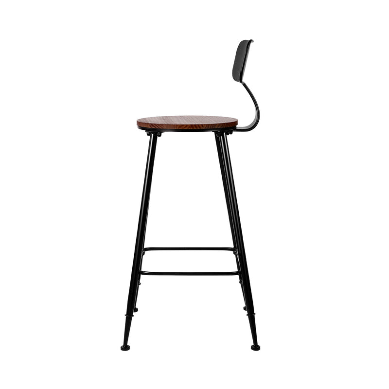 Pinewood Metal Barstools (Set of 2) - Black and Wood